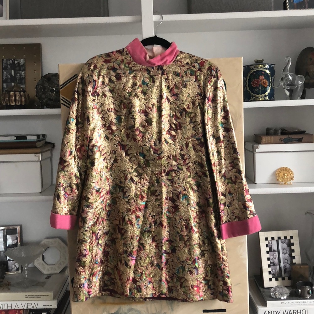 Amazing vintage gold and pink mini dress